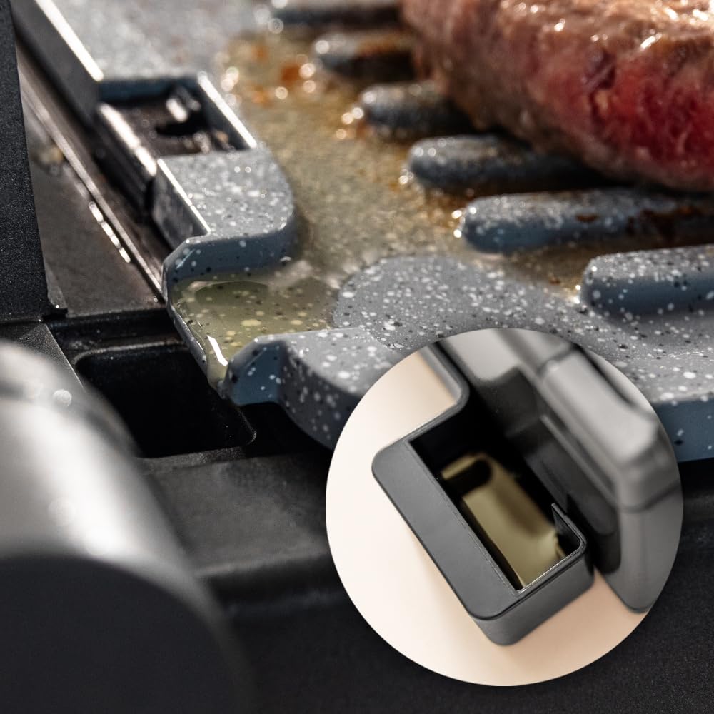 Cecotec Rock’nGrill Bistro Parrilla Eléctrica 2400 W Sin Humo con Placas Desmontables, Control Táctil, Temperatura Independiente y Sonda Incluida