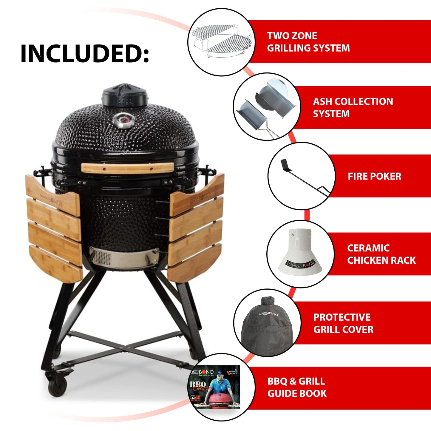 Barbacoa Kamado de Cerámica Negra Ø52 cm