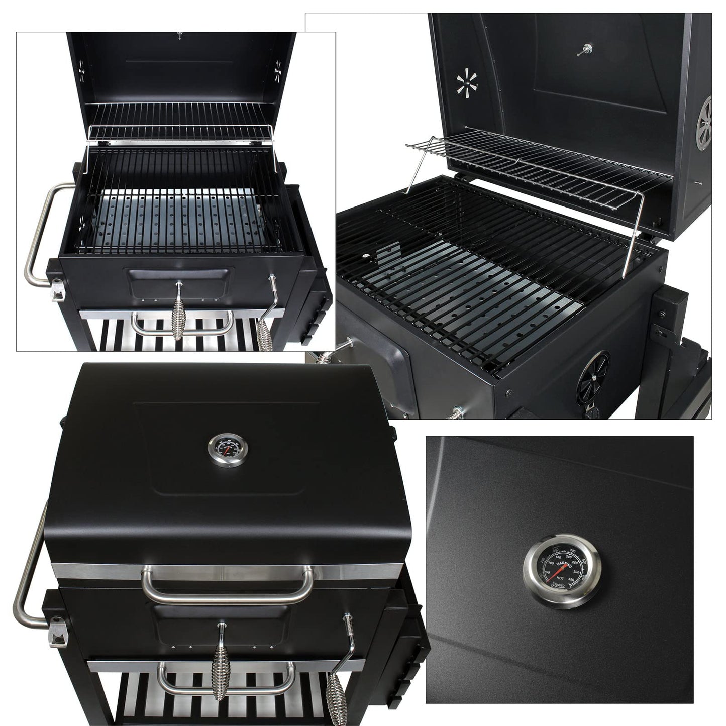 Ivtivfu Juego de Cestas para Parrilla de Acero Inoxidable 304 con Mango de Madera Extraíble, Ideal para Verduras, Mariscos, Camping y Regalo para Hombre o Padre