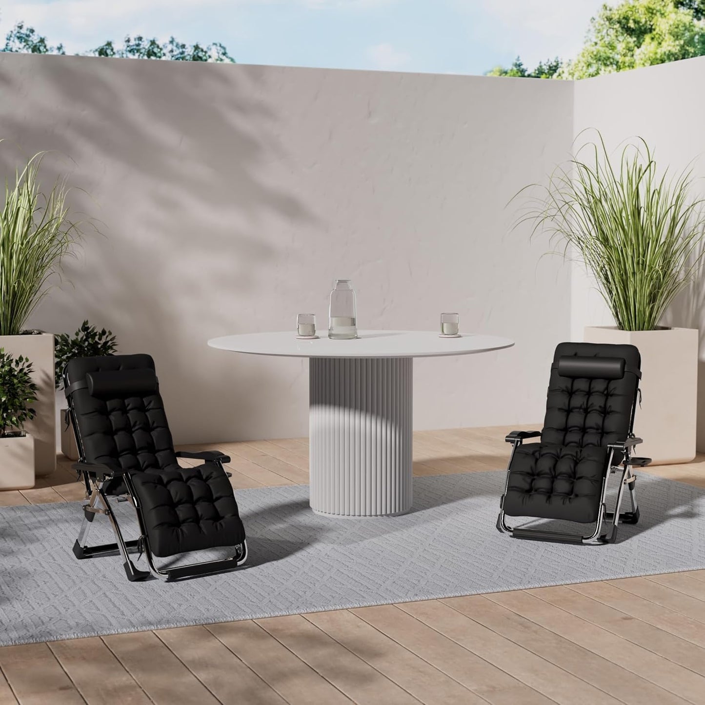 Silla Reclinable Gravedad Cero con Portavasos Negra