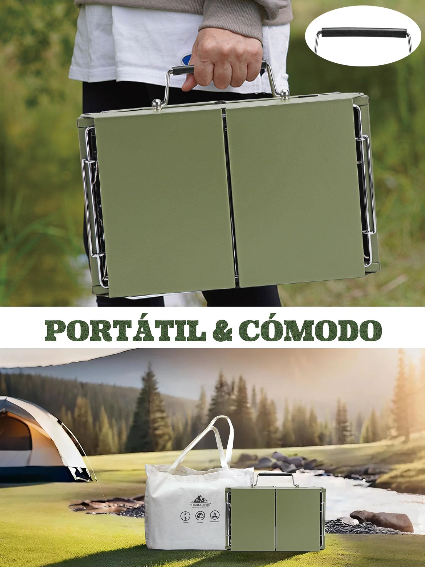 Charmline Barbacoa Portátil de Carbón Plegable 35x23 cm