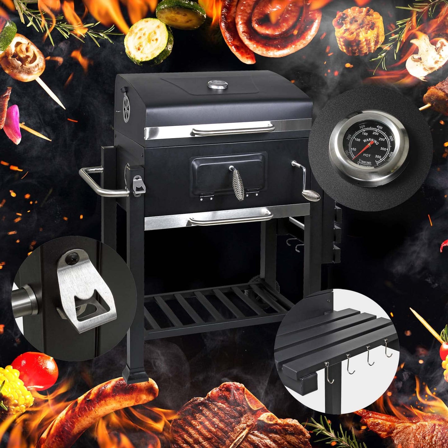 Ivtivfu Juego de Cestas para Parrilla de Acero Inoxidable 304 con Mango de Madera Extraíble, Ideal para Verduras, Mariscos, Camping y Regalo para Hombre o Padre