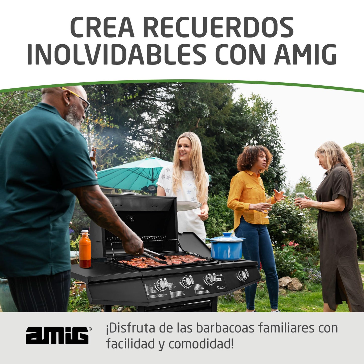 Amig Fireplus GRILL-3F Barbacoa de Gas 4 Quemadores Acero Inoxidable