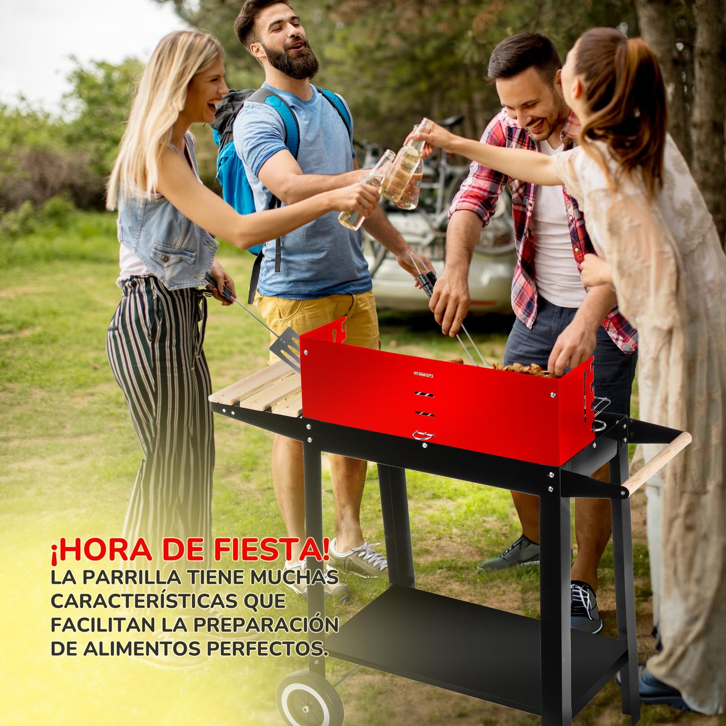 Five-Star Grill&Chill GC0010 Barbacoa de Carbón con Ruedas