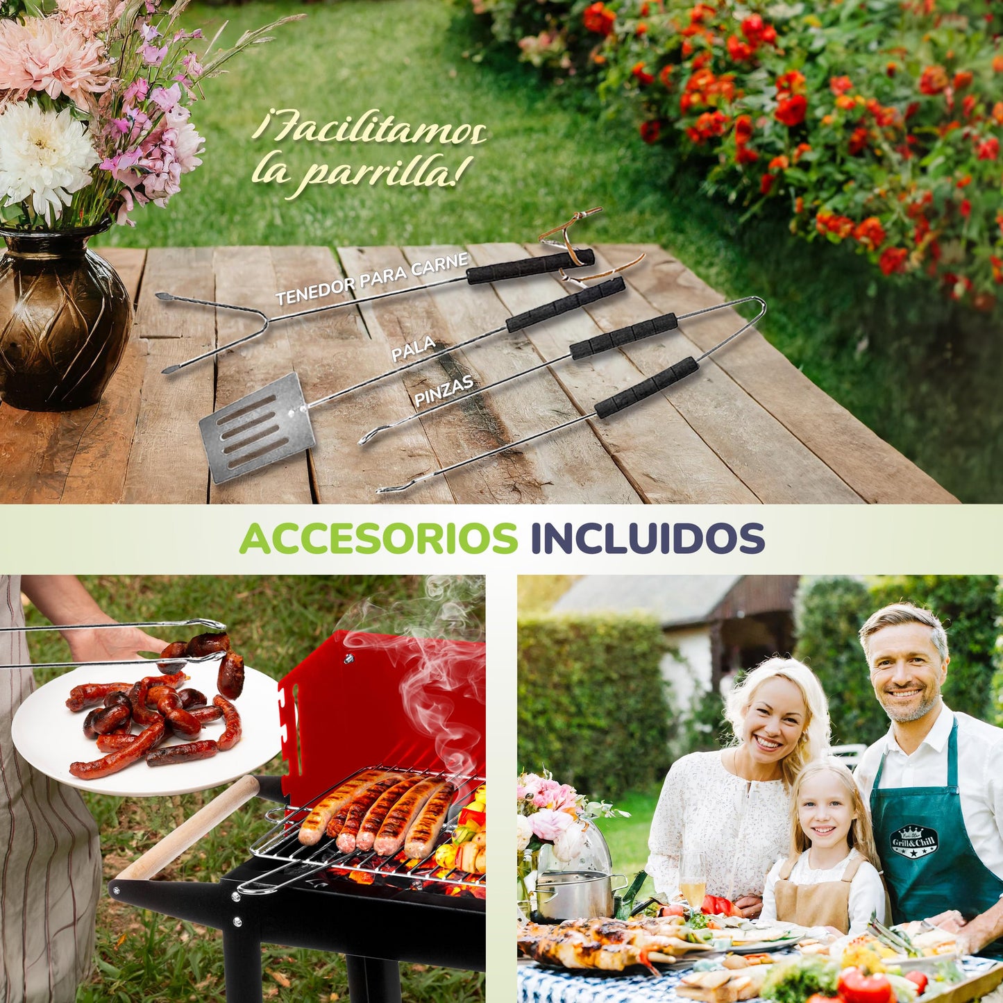 Five-Star Grill&Chill GC0010 Barbacoa de Carbón con Ruedas