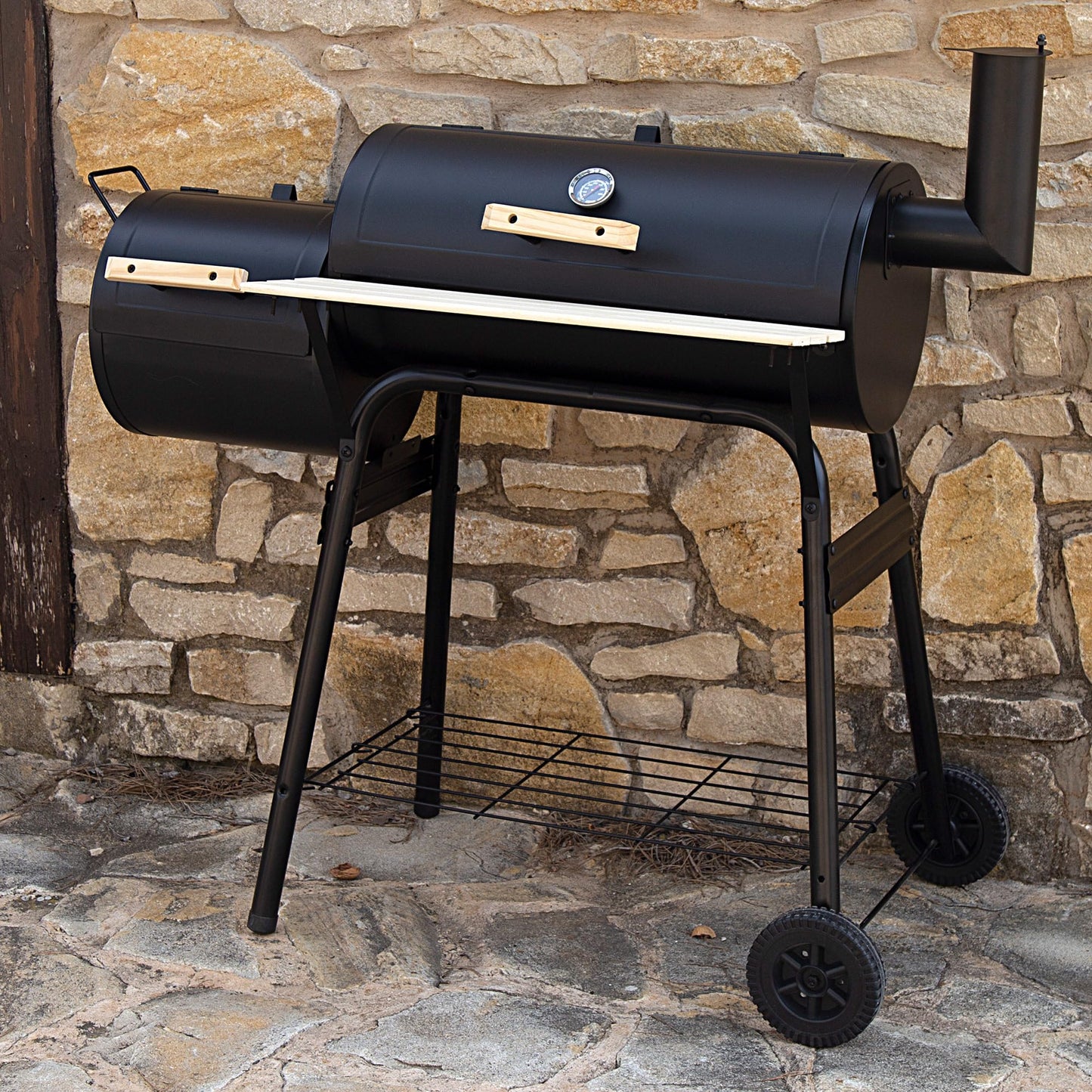 Aktive 52899 Barbacoa de Carbón con Chimenea, Termómetro y Ruedas