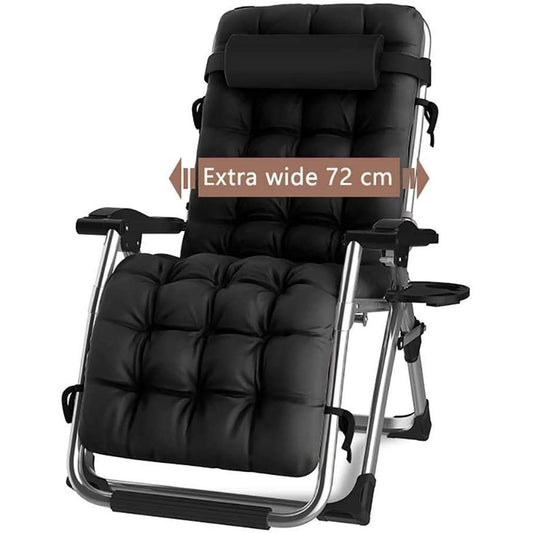 Silla Reclinable Gravedad Cero con Portavasos Negra