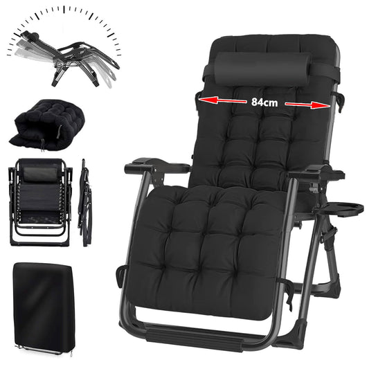YOIZO Tumbona Plegable con Cojín 84cm Negra